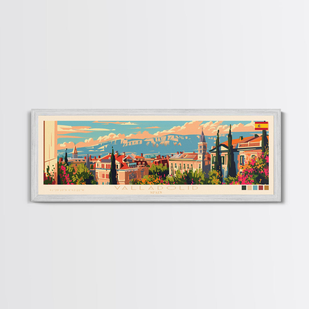 Valladolid Spain Wall Art, Panoramic Travel Poster, Panoramic Framed Canvas Print, City Wall Art, Wall Hanging Home Decor, Travel Art