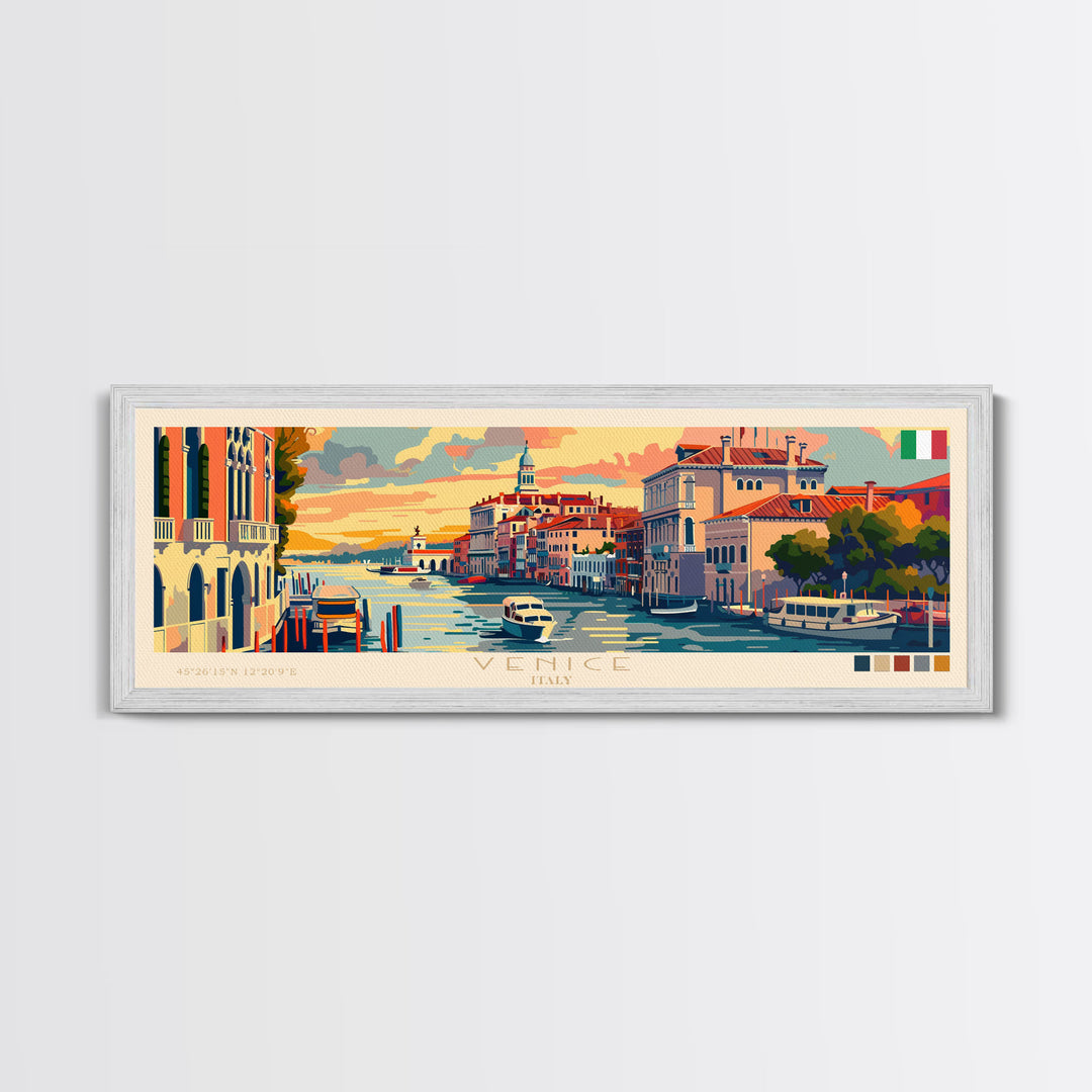 Venice Italy Travel Print Wall Art, Panoramic City Art, Travel Art, Wall Decor, Vacation Gift, Framed Canvas Print Or Metal Art