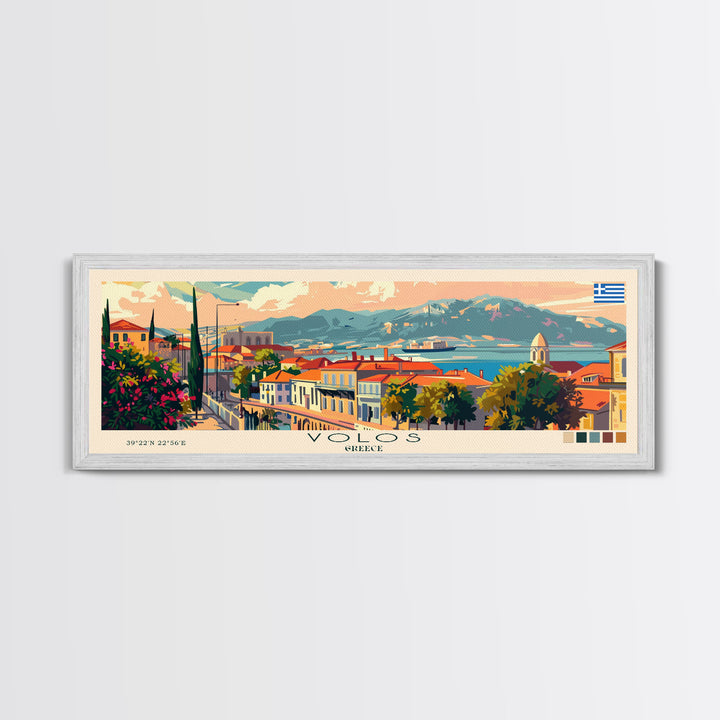 Volos Greece Travel Print Wall Art, Panoramic City Art, Travel Art, Wall Decor, Vacation Gift, Framed Canvas Print Or Metal Art