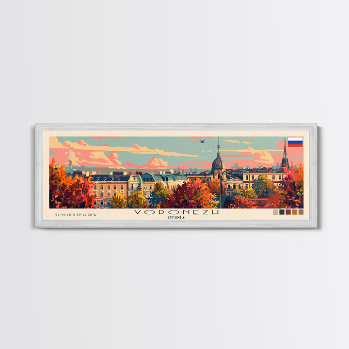 Voronezh Russia Panoramic Travel Poster, Framed Canvas Print or Metal Wall Art, Travel Art, Home Decor, Panoramic Painting, Midcentury Art