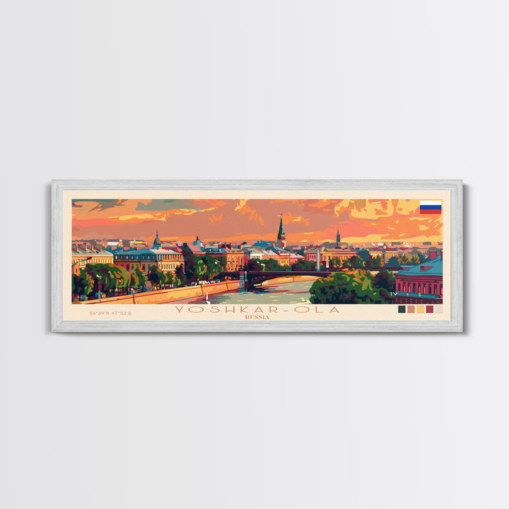 Yoshkar Ola Russia Panoramic Travel Poster, Framed Canvas Print or Metal Wall Art, Travel Art, Home Decor, Panoramic Painting, Midcentury Art