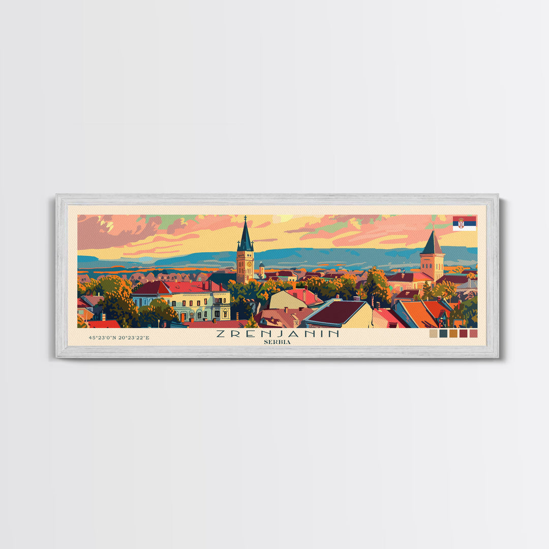 Zrenjanin Serbia Wall Art, Panoramic Travel Poster, Panoramic Framed Canvas Print, City Wall Art, Wall Hanging Home Decor, Travel Art