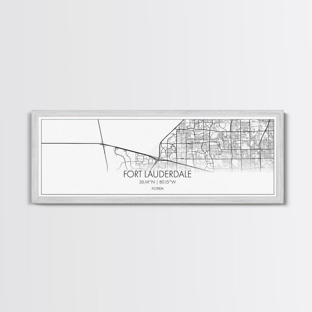 Panoramic Fort Lauderdale City Map, Florida Art, Map Print, Minimalist Wall Art, Canvas Art, Housewarming Gift, Street Map Art, Closing Gift