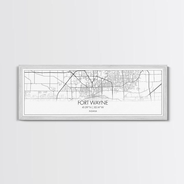 Panoramic Fort Wayne City Map, Indiana Art, Map Print, Minimalist Wall Art, Canvas Art, Housewarming Gift, Street Map Art, Closing Gift