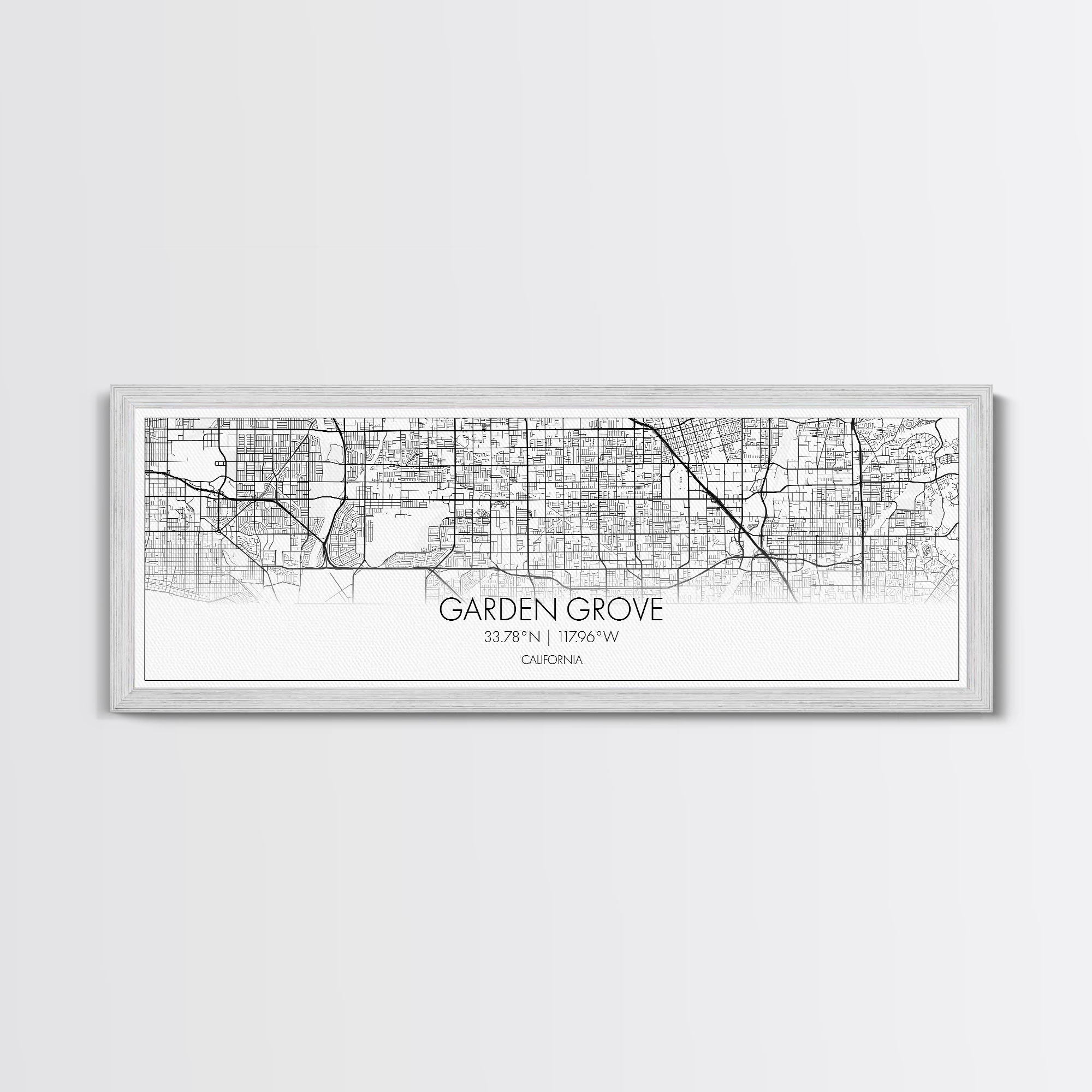 Panoramic Garden Grove City Map, California Art, Map Print, Minimalist Wall Art, Canvas Art, Housewarming Gift, Street Map Art, Closing Gift