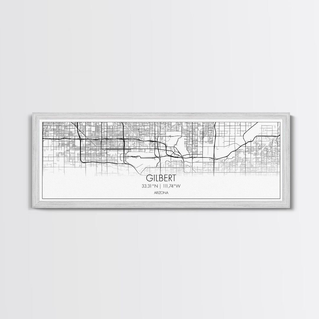 Panoramic Gilbert City Map, Arizona Art, Map Print, Minimalist Wall Art, Canvas Art, Housewarming Gift, Street Map Art, Closing Gift