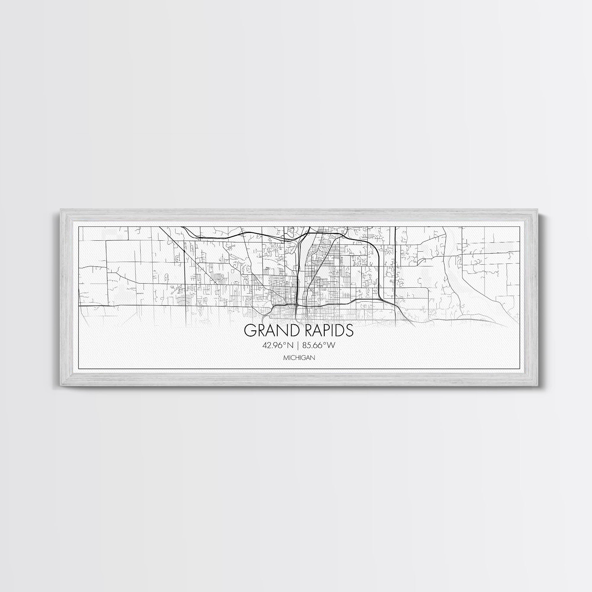 Panoramic Grand Rapids City Map, Michigan Art, Map Print, Minimalist Wall Art, Canvas Art, Housewarming Gift, Street Map Art, Closing Gift