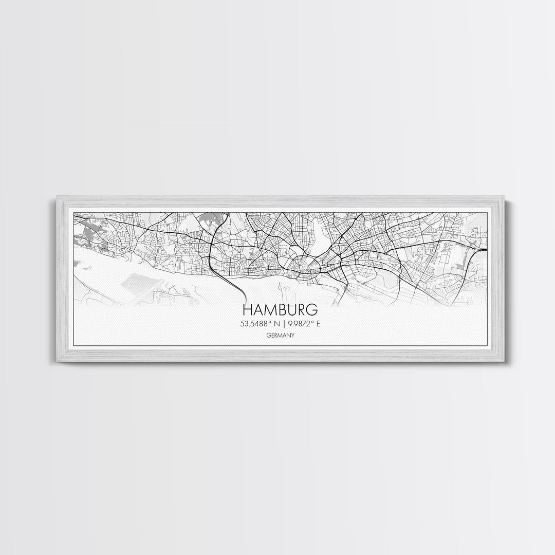 Panoramic Hamburg City Map, Germany Art, Map Print, Minimalist Wall Art, Canvas Art, Housewarming Gift, Street Map Art, Closing Gift