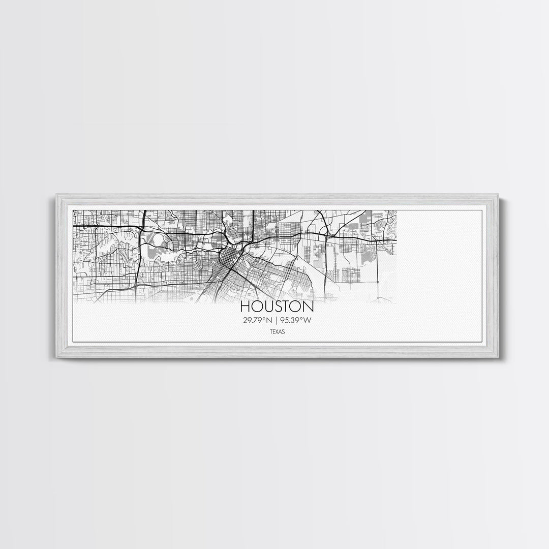 Panoramic Houston City Map, Texas Art, Map Print, Minimalist Wall Art, Canvas Art, Housewarming Gift, Street Map Art, Closing Gift