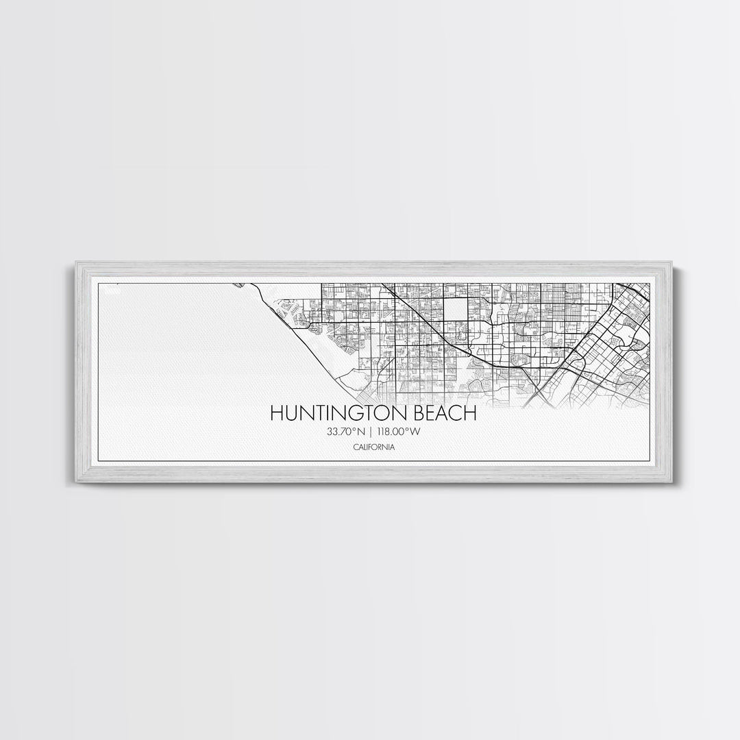 Panoramic Huntington Beach City Map, California Art, Map Print, Minimalist Wall Art, Canvas Art, Housewarming Gift, Street Map, Closing Gift