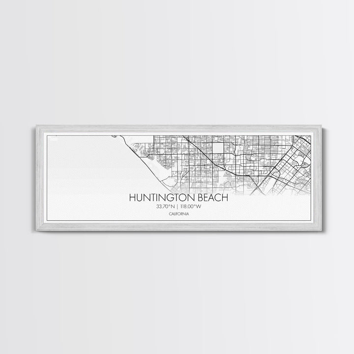 Panoramic Huntington Beach City Map, California Art, Map Print, Minimalist Wall Art, Canvas Art, Housewarming Gift, Street Map, Closing Gift