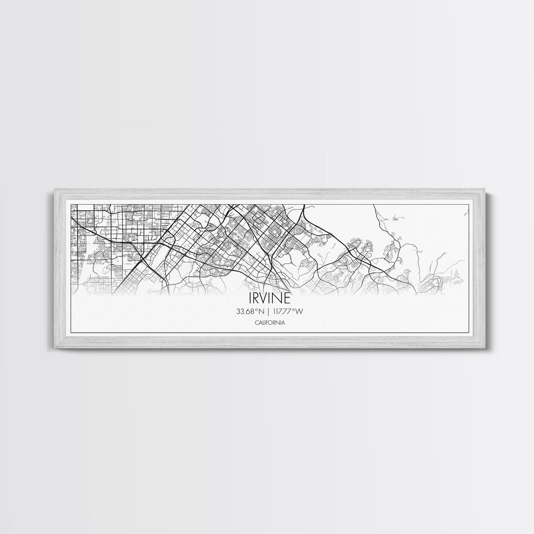 Panoramic Irvine City Map, California Art, Map Print, Minimalist Wall Art, Canvas Art, Housewarming Gift, Street Map Art, Closing Gift