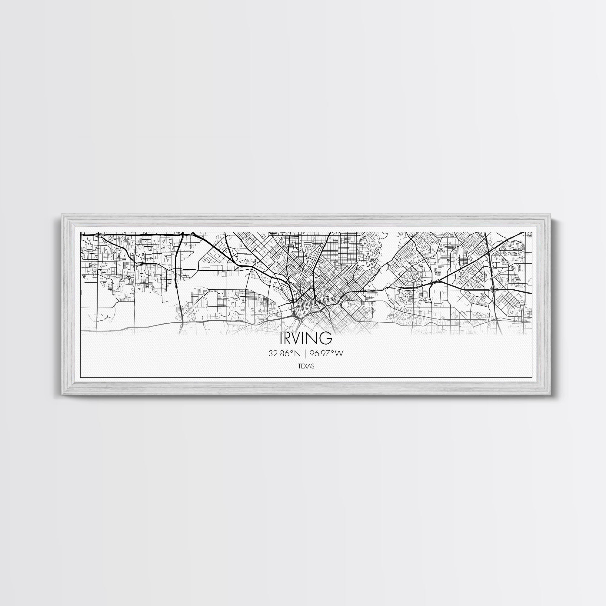 Panoramic Irving City Map, Texas Art, Map Print, Minimalist Wall Art, Canvas Art, Housewarming Gift, Street Map Art, Closing Gift