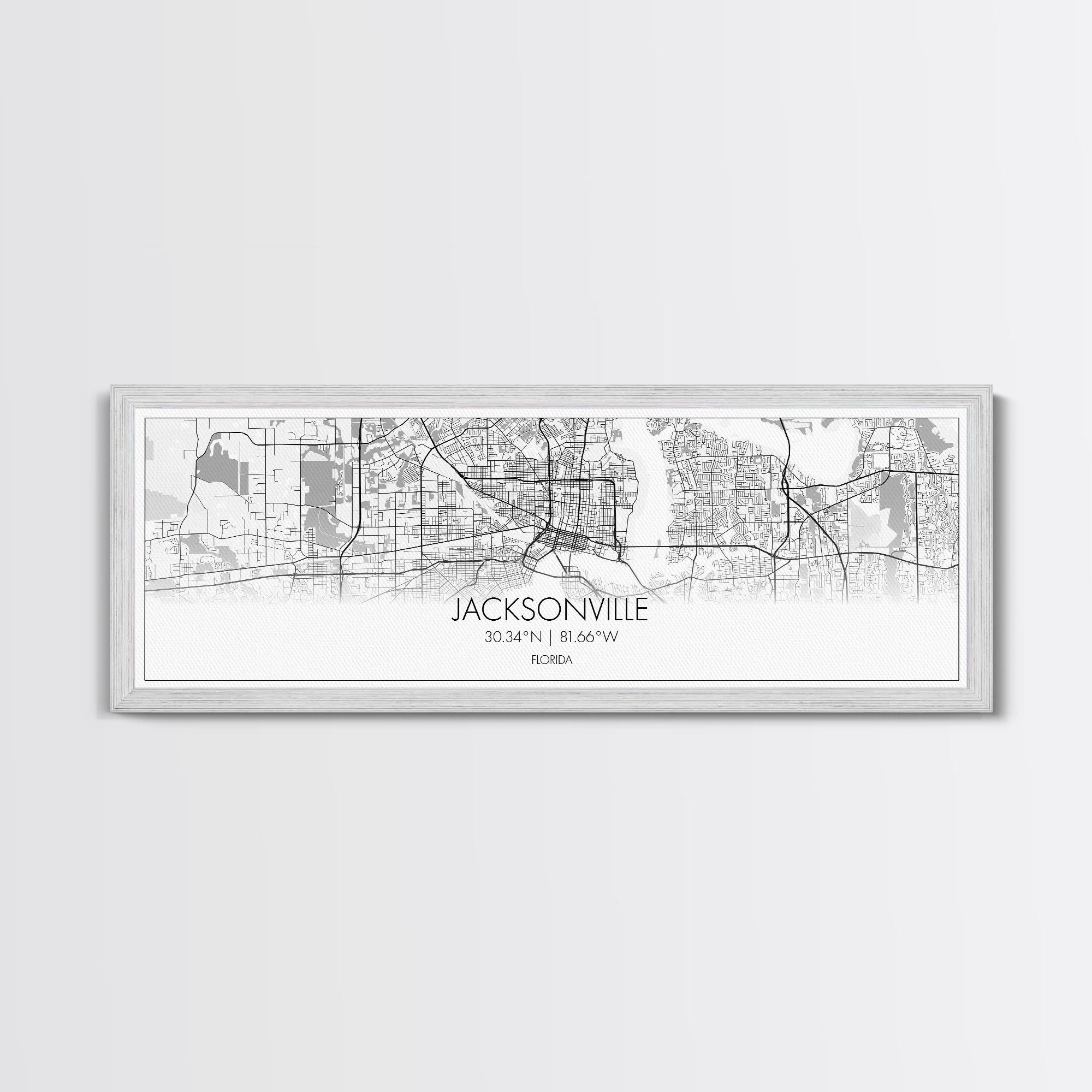 Panoramic Jacksonville City Map, Florida Art, Map Print, Minimalist Wall Art, Canvas Art, Housewarming Gift, Street Map Art, Closing Gift