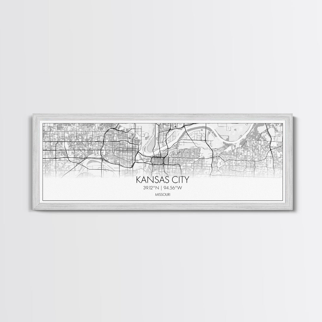 Panoramic Kansas City Map, Missouri Art, Map Print, Minimalist Wall Art, Canvas Art, Housewarming Gift, Street Map Art, Closing Gift