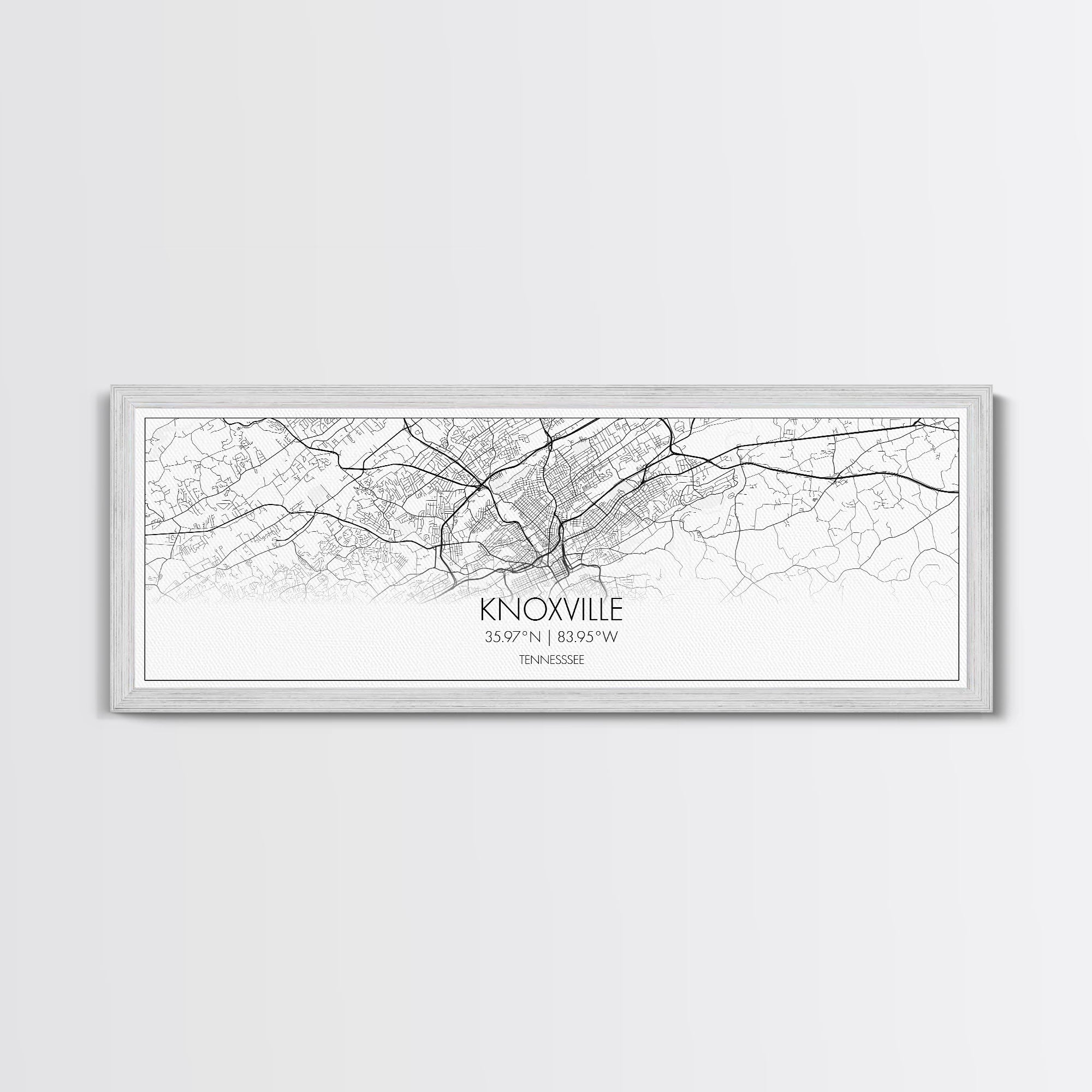 Panoramic Knoxville City Map, Tennessee Art, Map Print, Minimalist Wall Art, Canvas Art, Housewarming Gift, Street Map Art, Closing Gift