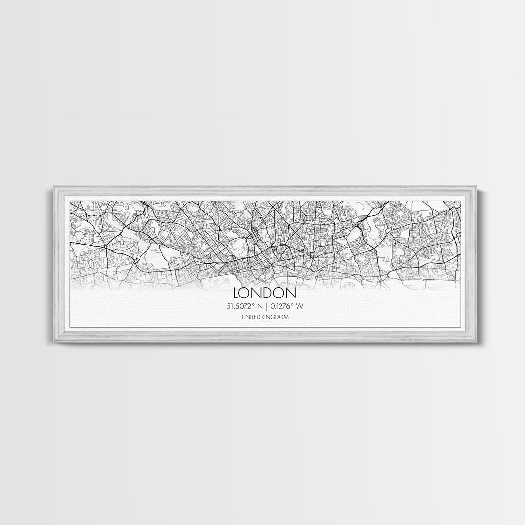 Panoramic London City Map, United Kingdom Art, Map Print, Minimalist Wall Art, Canvas Art, Housewarming Gift, Street Map Art, Closing Gift