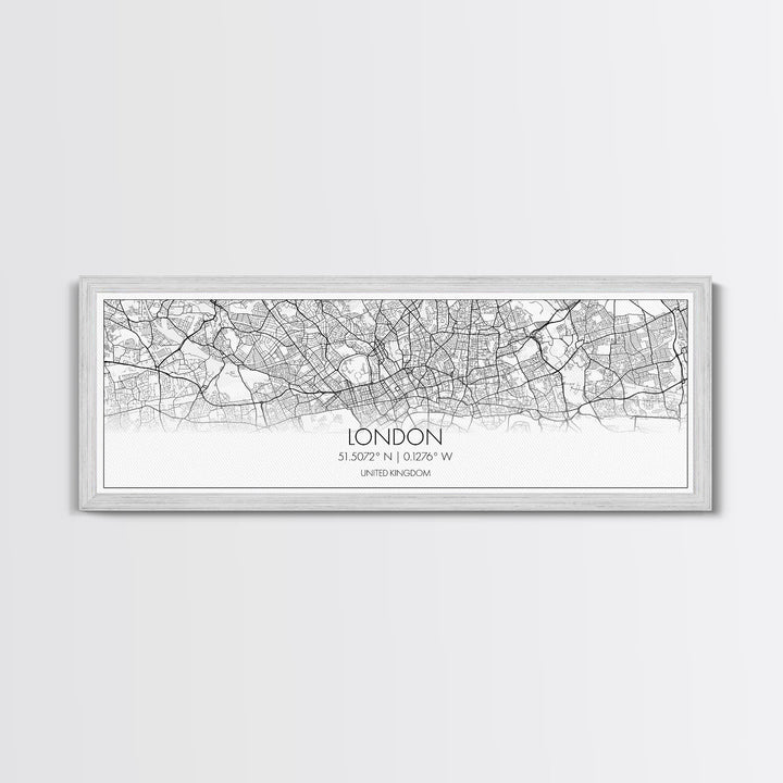 Panoramic London City Map, United Kingdom Art, Map Print, Minimalist Wall Art, Canvas Art, Housewarming Gift, Street Map Art, Closing Gift