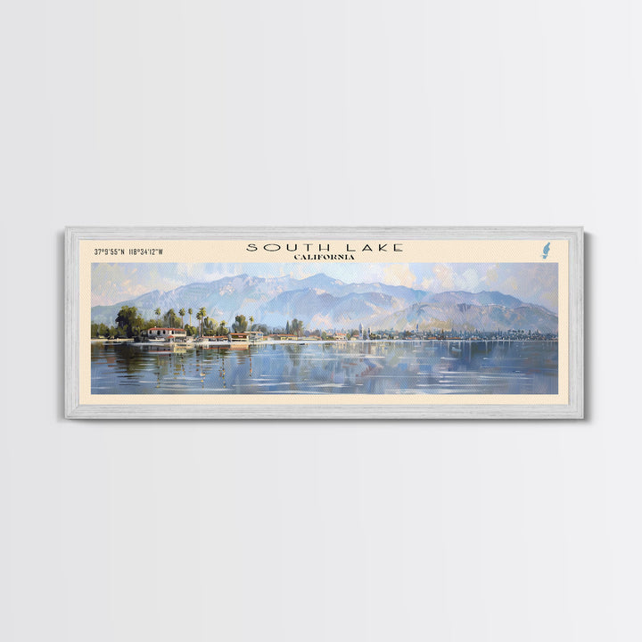 South Lake California Panoramic Framed Canvas Print, Lake House Decor, Wall Art, Travel Poster, Serene Landscape, Modern Art