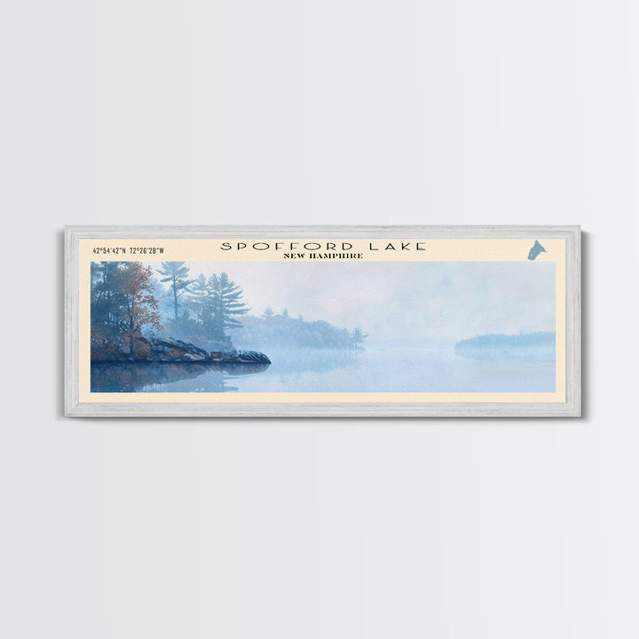 Spofford Lake New Hampshire Panoramic Framed Canvas Print, Lake House Decor, Wall Art, Travel Poster, Beautiful Lake Scene, Bedroom Decor