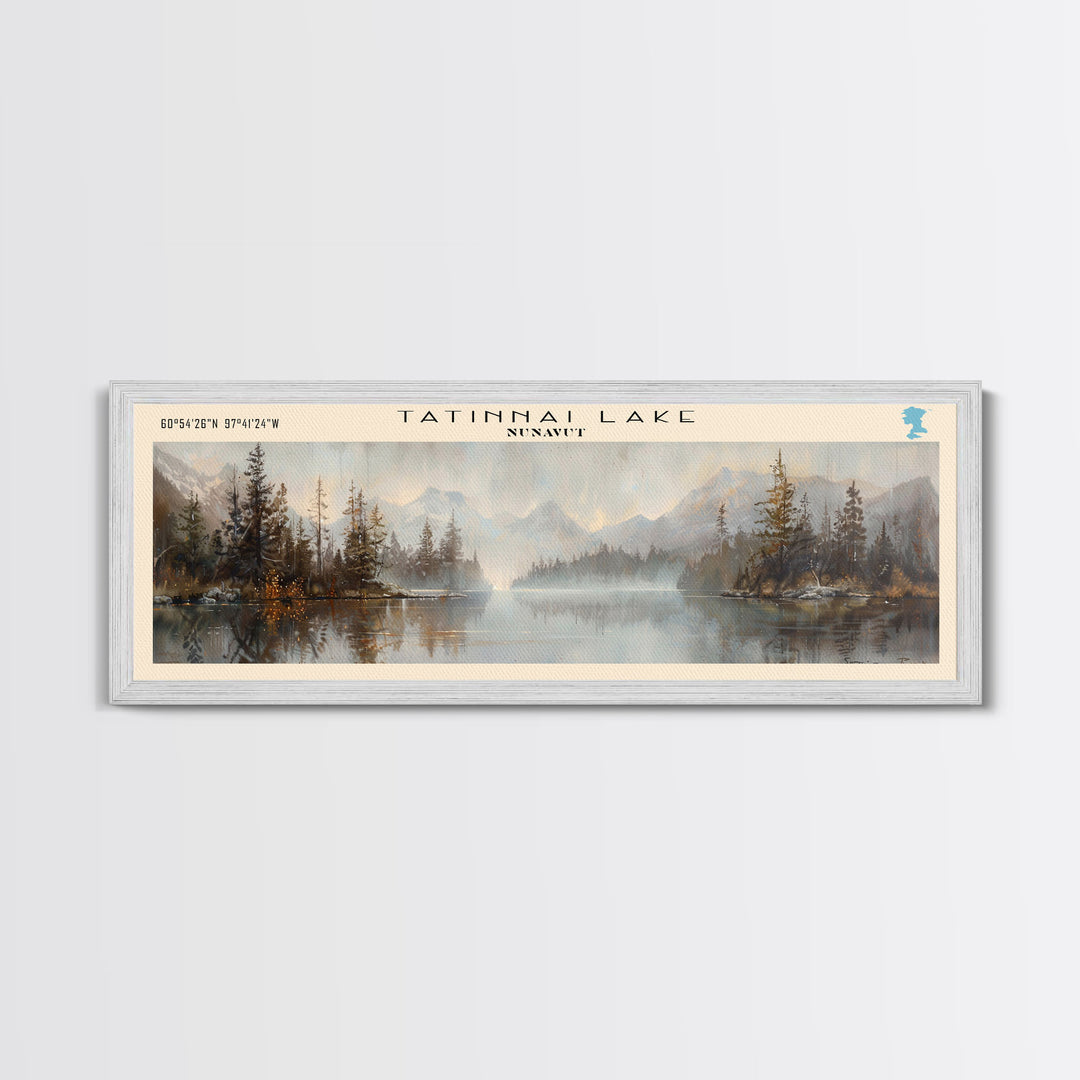 Tatinnai Lake Panoramic Wall Art, Framed Canvas Print, Lake House Decor, Travel Poster, Beautiful Lake Scene, Living Room Decor, Home Decoration