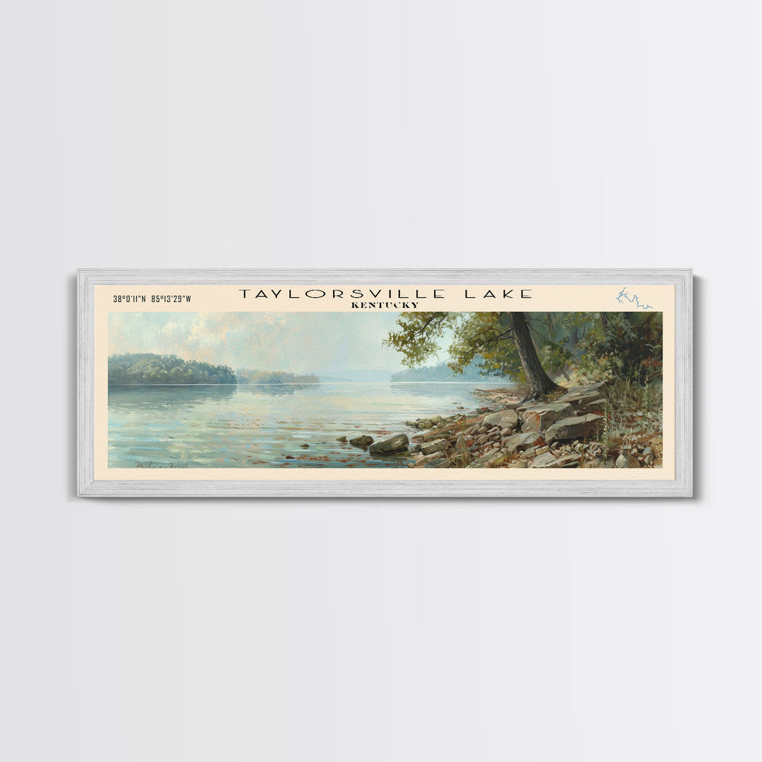 Taylorsville Lake Kentucky Panoramic Wall Art, Framed Canvas Print, Lake House Decor, Travel Poster, Scenic Lake Scene, Bedroom Decor, Wall Art