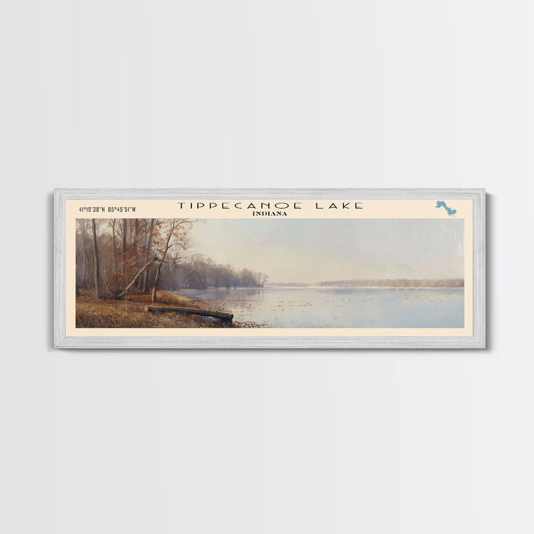 Tippecanoe Lake Indiana Panoramic Wall Art, Framed Canvas Print, Lake House Decor, Travel Poster, Beautiful Lake Scene, Bedroom Decor