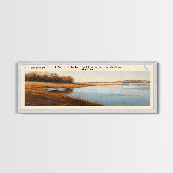 Tuttle Creek Lake Kansas Panoramic Wall Art, Framed Canvas Print, Lake House Decor, Travel Poster, Serene Landscape, Home Art