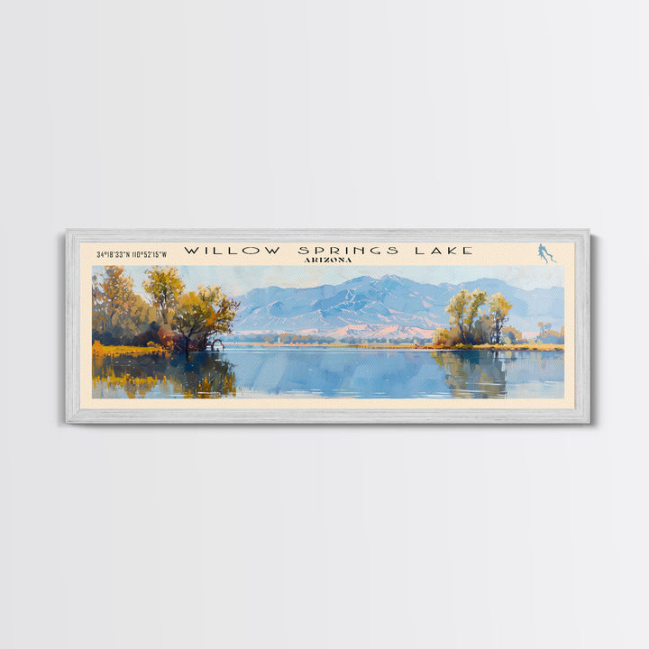 Willow Springs Lake Arizona Panoramic Wall Art, Framed Canvas Print, Lake House Decor, Travel Poster, Beautiful Lake Scene, Living Room Art