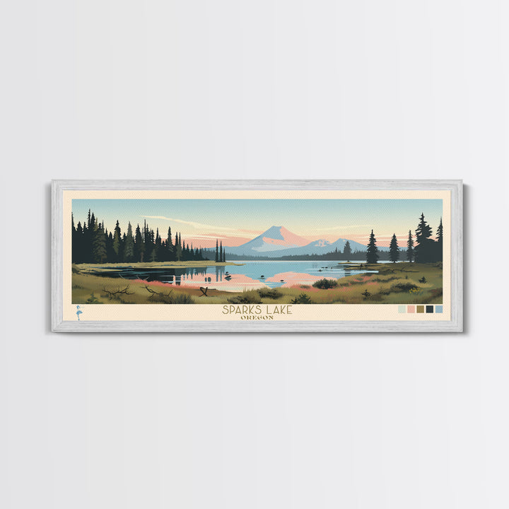 Sparks Lake, Oregon Framed Canvas Print, Lake House Decor, Midcentury Modern Art, Pop Art, Travel Poster, Bedroom Wall Art