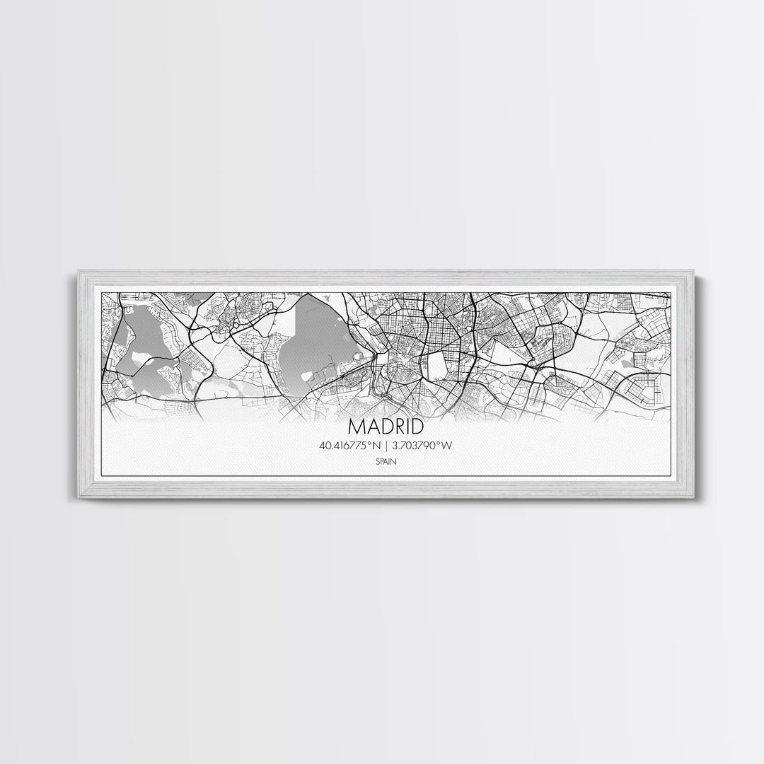 Panoramic Madrid City Map, Spain Art, Map Print, Minimalist Wall Art, Canvas Art, Housewarming Gift, Street Map Art, Closing Gift