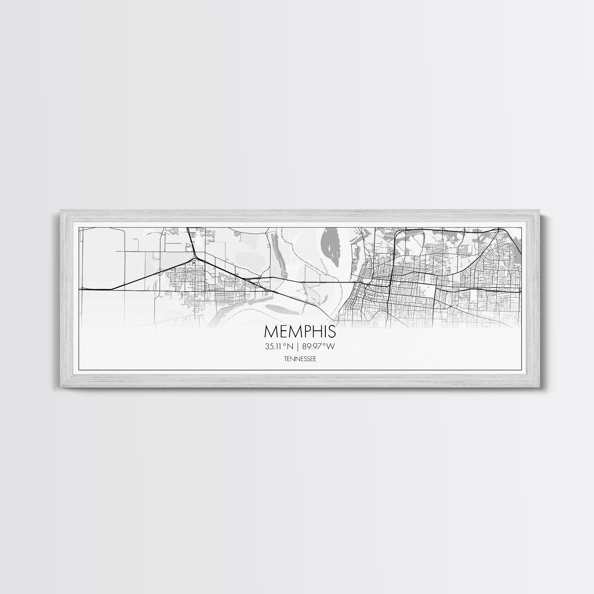 Panoramic Memphis City Map, Tennessee Art, Map Print, Minimalist Wall Art, Canvas Art, Housewarming Gift, Street Map Art, Closing Gift