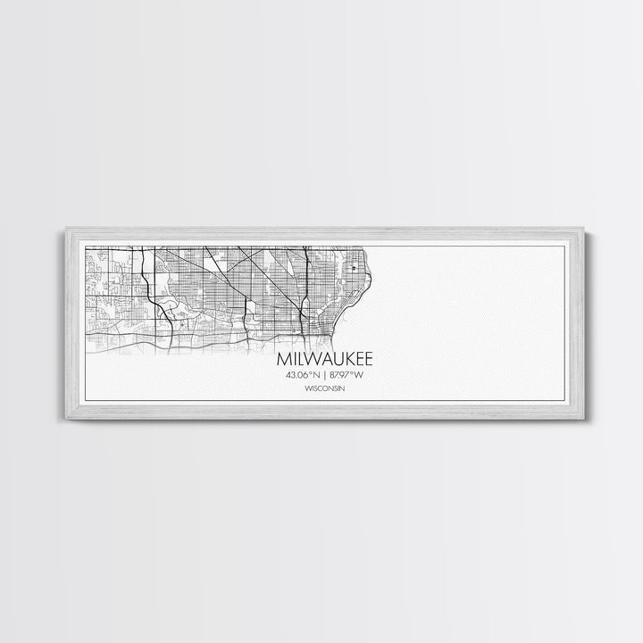 Panoramic Milwaukee City Map, Wisconsin Art, Map Print, Minimalist Wall Art, Canvas Art, Housewarming Gift, Street Map Art, Closing Gift