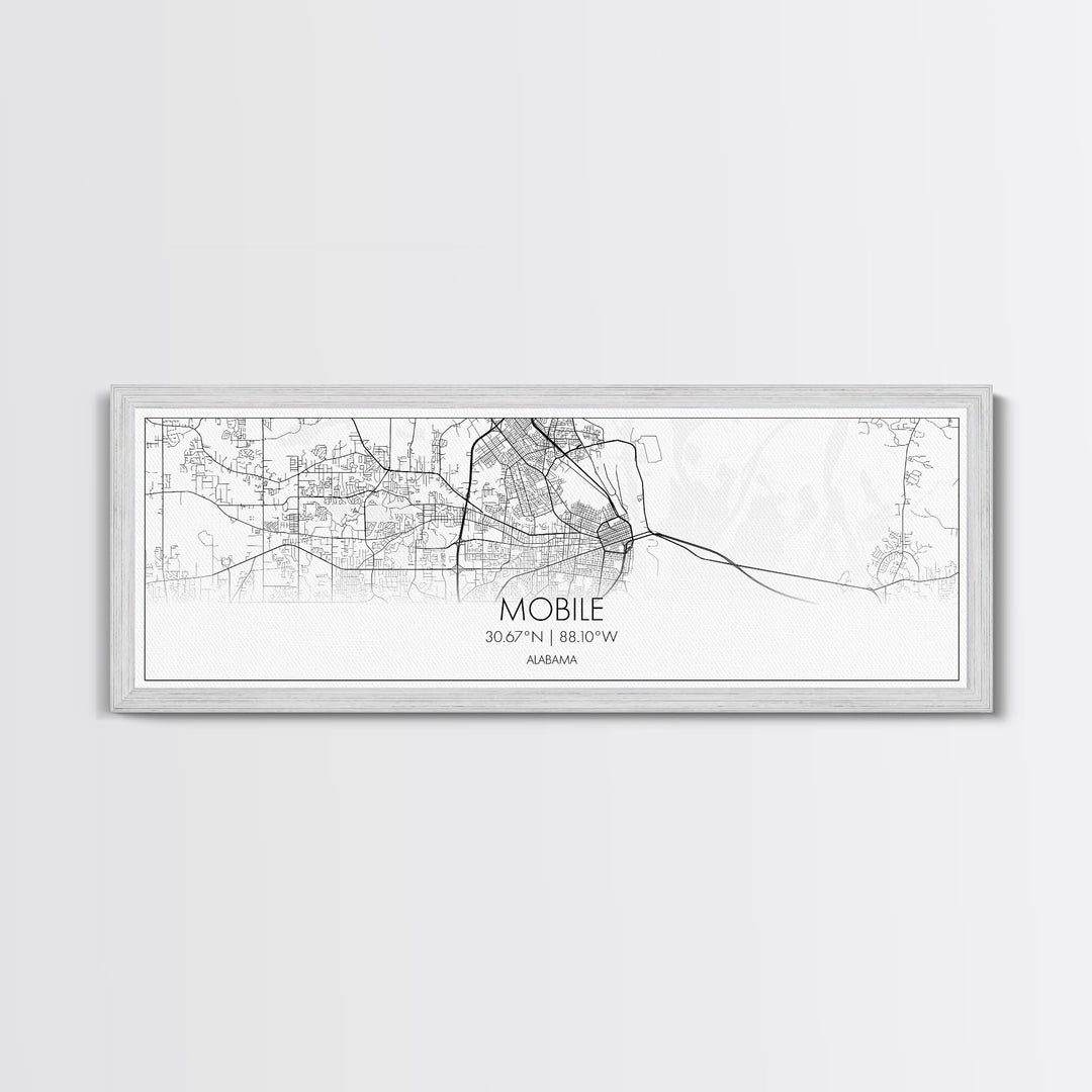 Panoramic Mobile City Map, Alabama Art, Map Print, Minimalist Wall Art, Canvas Art, Housewarming Gift, Street Map Art, Closing Gift