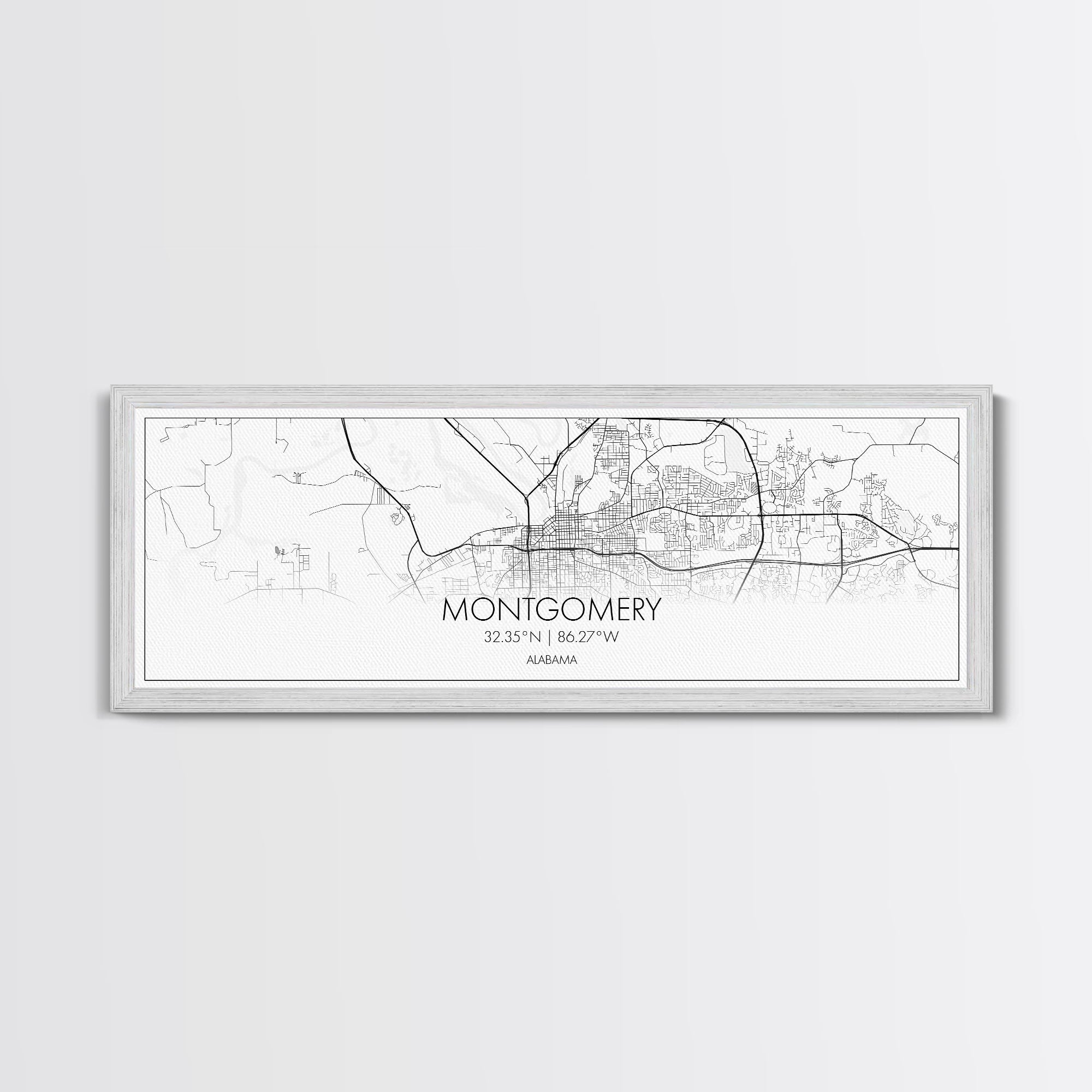 Panoramic Montgomery City Map, Alabama Art, Map Print, Minimalist Wall Art, Canvas Art, Housewarming Gift, Street Map Art, Closing Gift