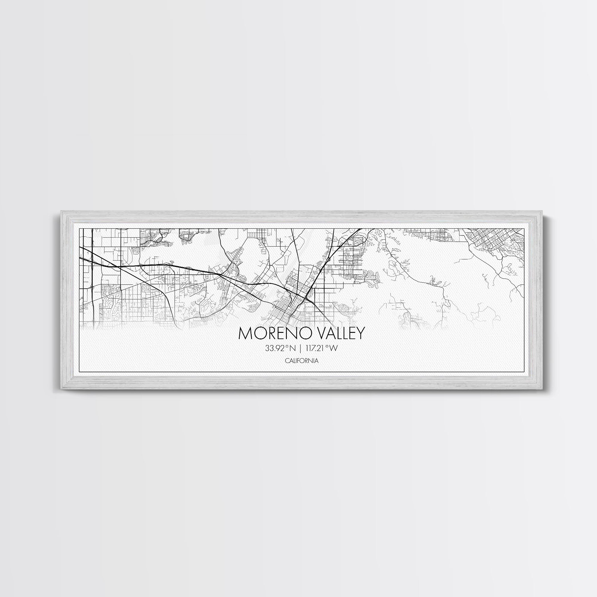 Panoramic Moreno Valley City Map, California Art, Map Print, Minimalist Wall Art, Canvas Art, Housewarming Gift, Street Map, Closing Gift