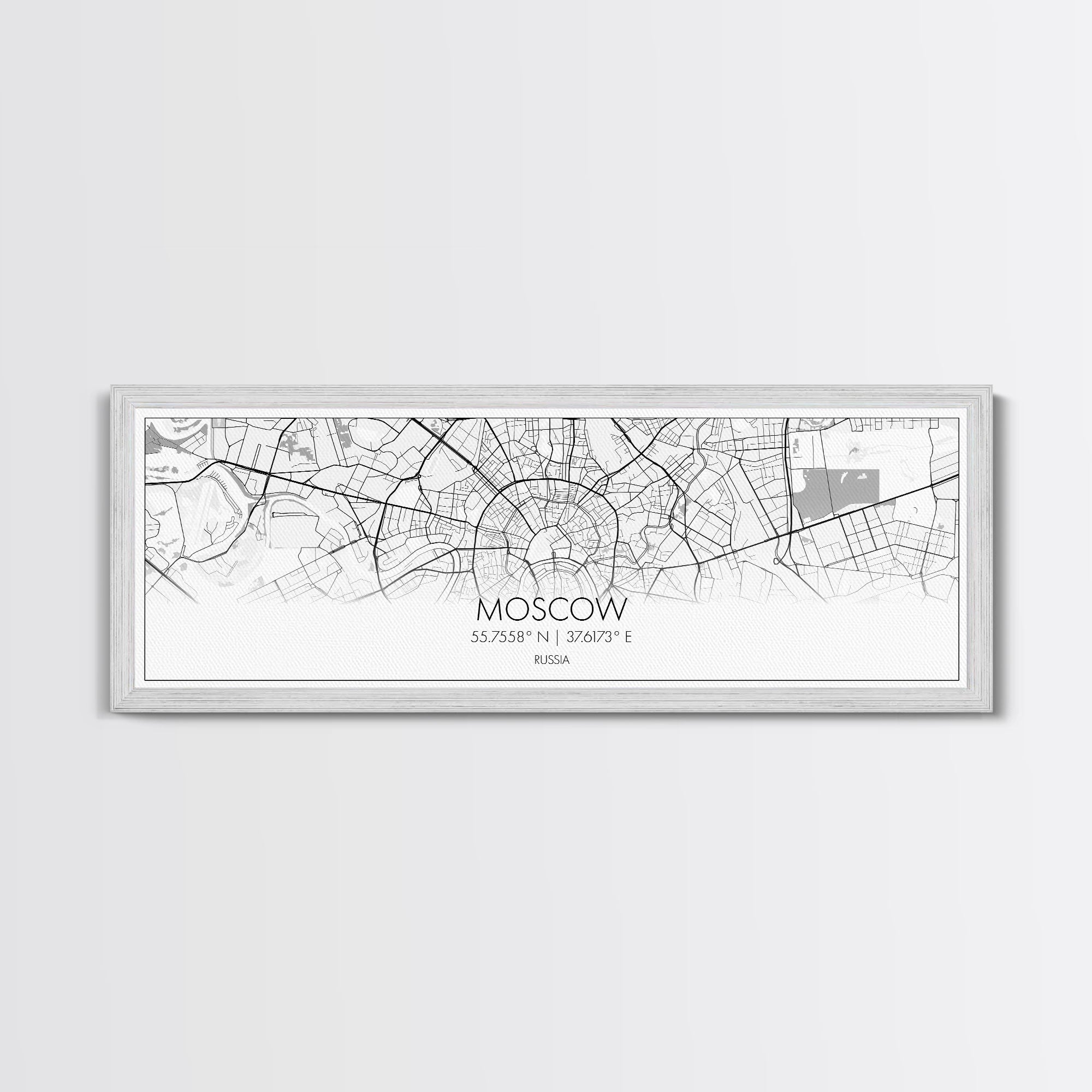 Panoramic Moscow City Map, Russia Art, Map Print, Minimalist Wall Art, Canvas Art, Housewarming Gift, Street Map Art, Closing Gift