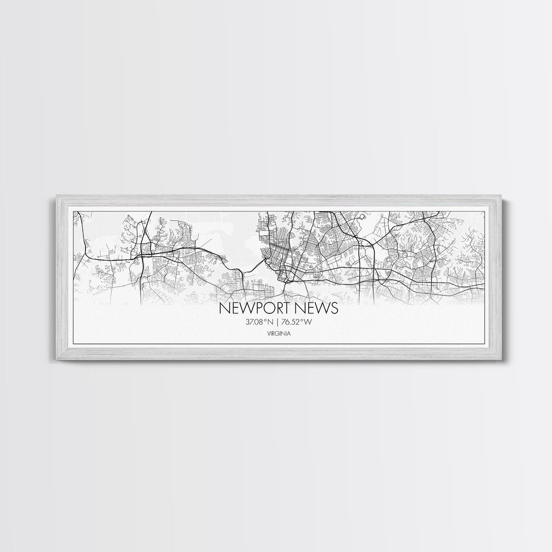 Panoramic Newport News City Map, Virginia Art, Map Print, Minimalist Wall Art, Canvas Art, Housewarming Gift, Street Map Art, Closing Gift