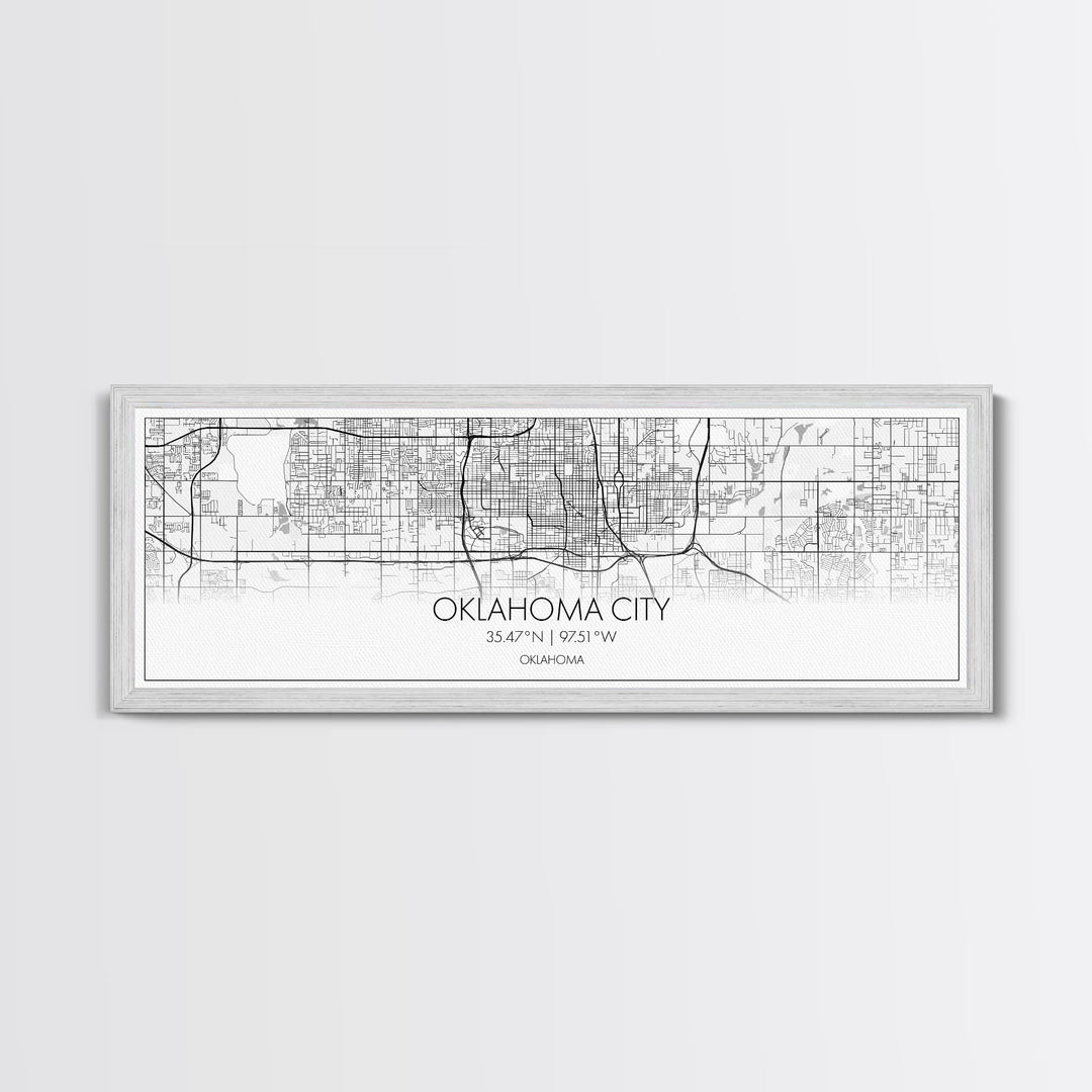 Panoramic Oklahoma City Map, Oklahoma Art, Map Print, Minimalist Wall Art, Canvas Art, Housewarming Gift, Street Map Art, Closing Gift