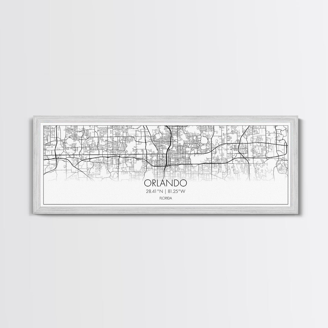 Panoramic Orlando City Map, Florida Art, Map Print, Minimalist Wall Art, Canvas Art, Housewarming Gift, Street Map Art, Closing Gift