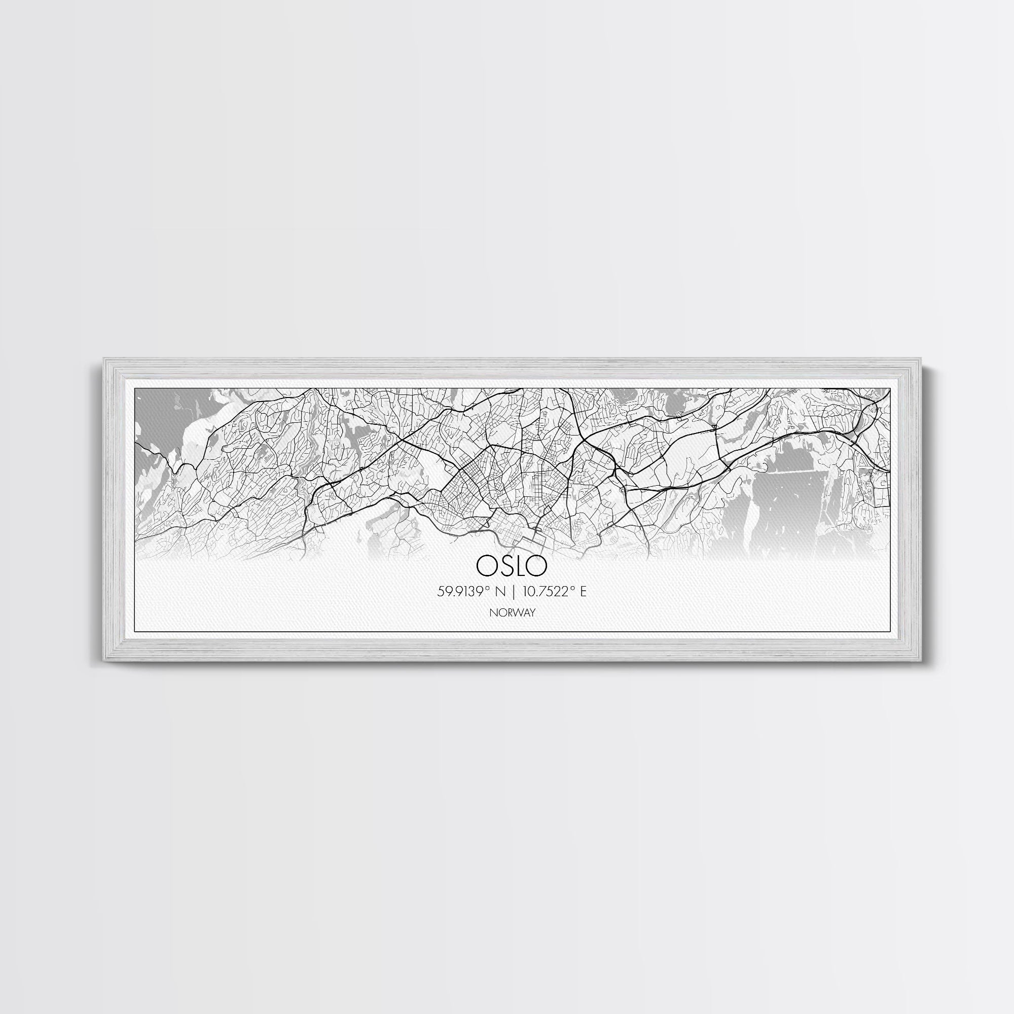 Panoramic Oslo City Map, Norway Art, Map Print, Minimalist Wall Art, Canvas Art, Housewarming Gift, Street Map Art, Closing Gift