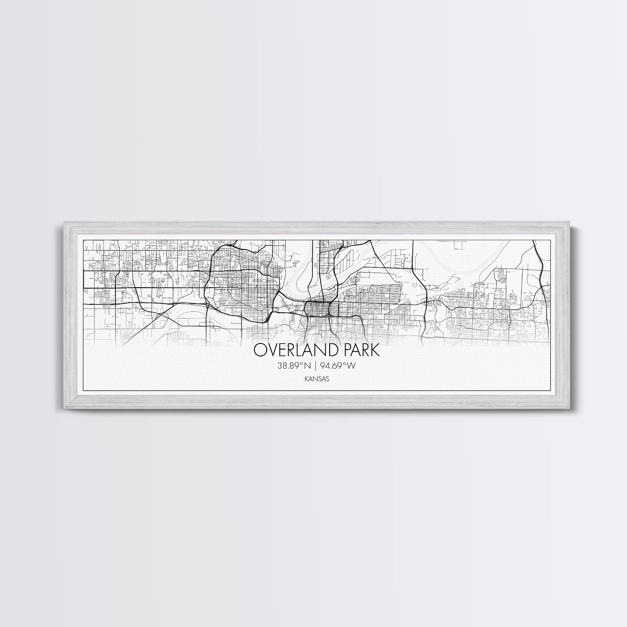 Panoramic Overland Park City Map, Kansas Art, Map Print, Minimalist Wall Art, Canvas Art, Housewarming Gift, Street Map Art, Closing Gift