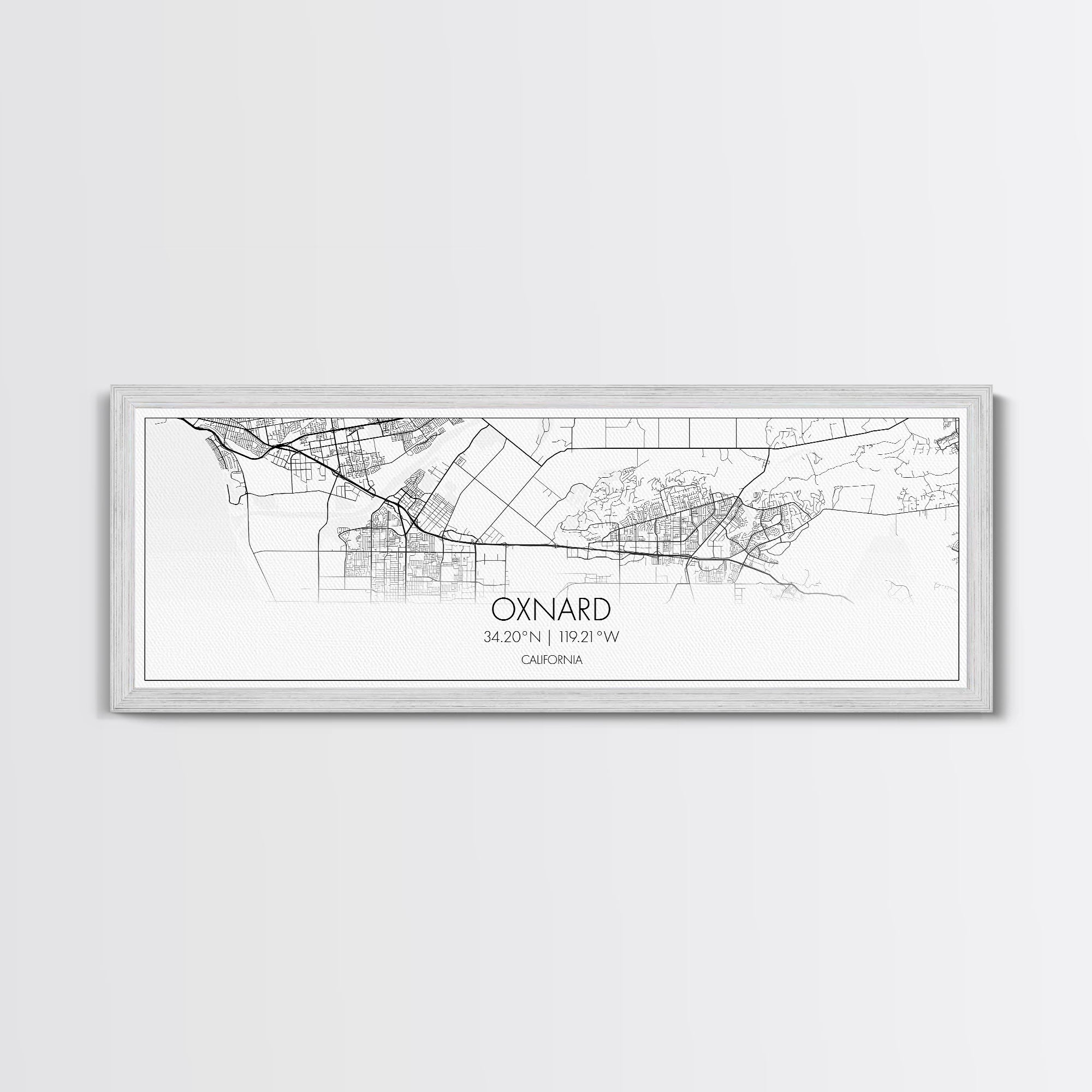 Panoramic Oxnard City Map, California Art, Map Print, Minimalist Wall Art, Canvas Art, Housewarming Gift, Street Map Art, Closing Gift