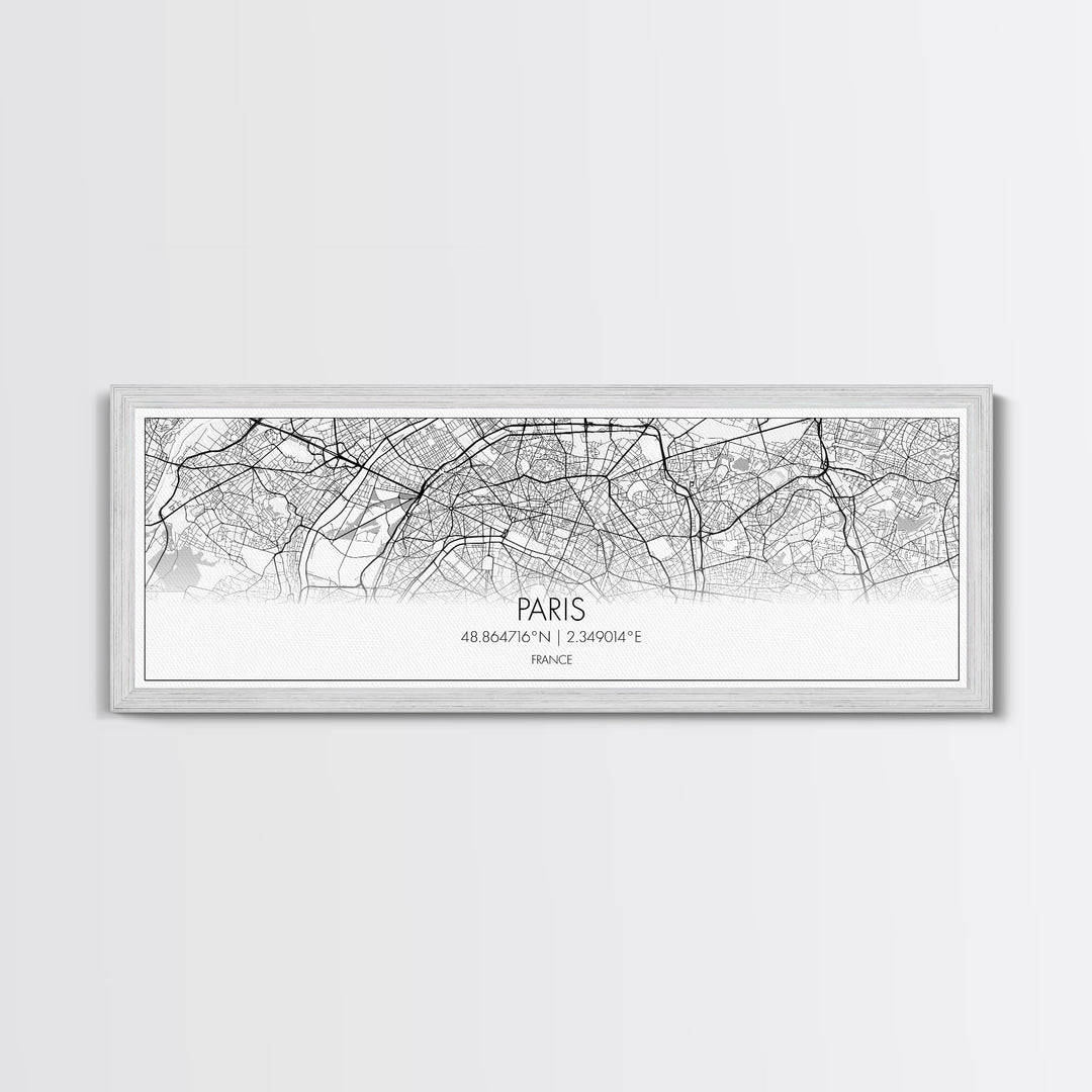 Panoramic Paris City Map, France Art, Map Print, Minimalist Wall Art, Canvas Art, Housewarming Gift, Street Map Art, Closing Gift