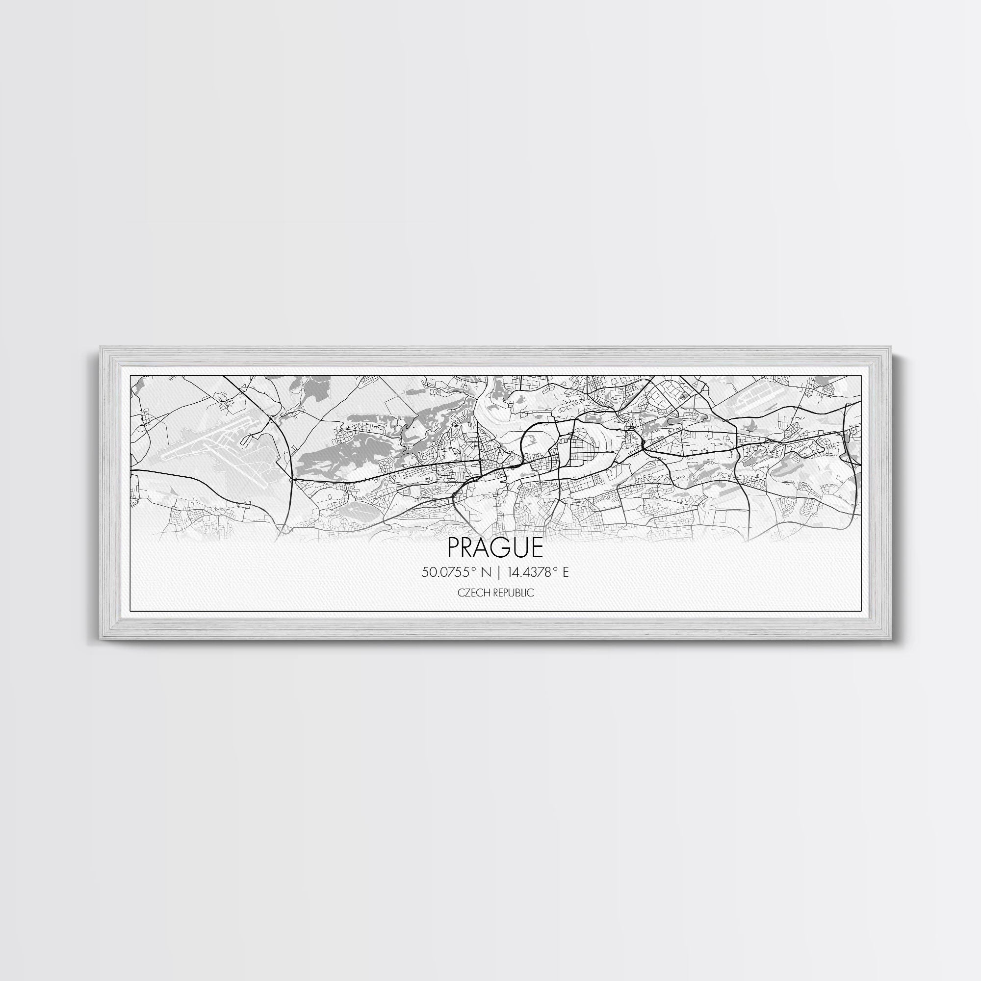 Panoramic Prague City Map, Czech Republic Art, Map Print, Minimalist Wall Art, Canvas Art, Housewarming Gift, Street Map Art, Closing Gift