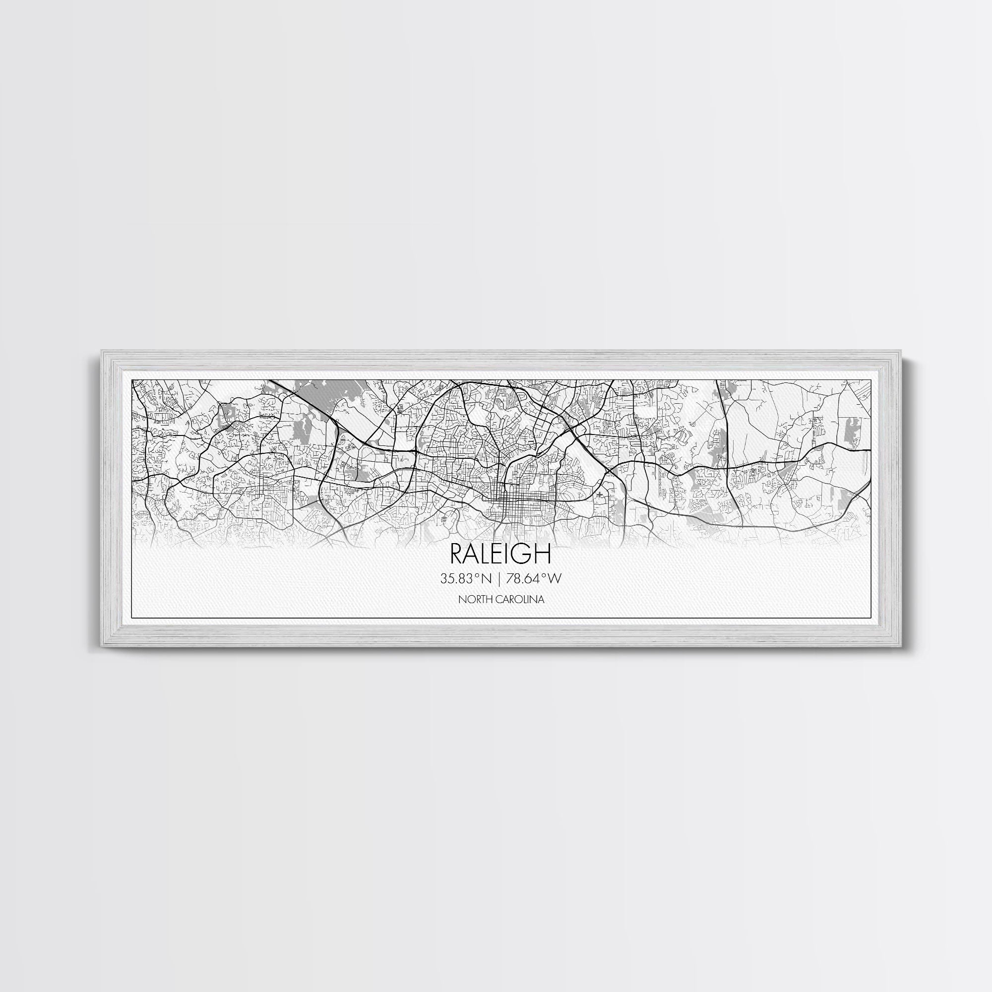 Panoramic Raleigh City Map, North Carolina Art, Map Print, Minimalist Wall Art, Canvas Art, Housewarming Gift, Street Map Art, Closing Gift