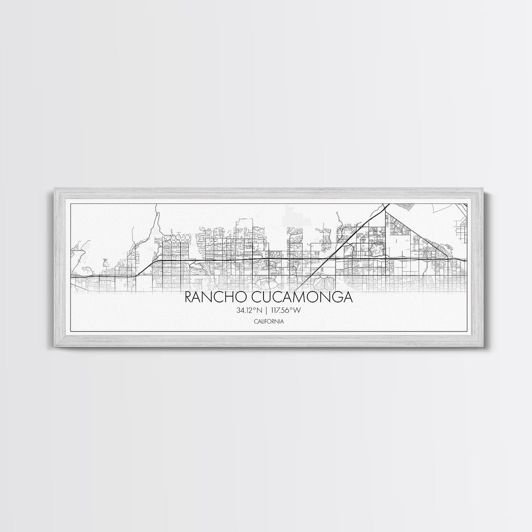 Panoramic Rancho Cucamonga City Map, California Art, Map Print, Minimalist Wall Art, Canvas Art, Housewarming Gift, Street Map, Closing Gift