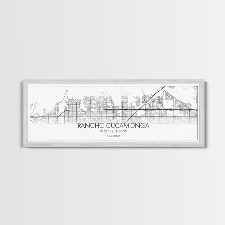 Panoramic Rancho Cucamonga City Map, California Art, Map Print, Minimalist Wall Art, Canvas Art, Housewarming Gift, Street Map, Closing Gift