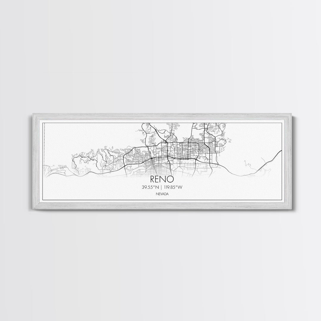 Panoramic Reno City Map, Nevada Art, Map Print, Minimalist Wall Art, Canvas Art, Housewarming Gift, Street Map Art, Closing Gift