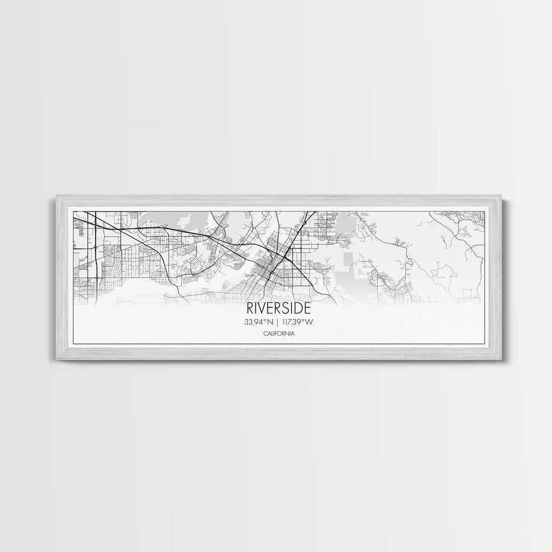 Panoramic Riverside City Map, California Art, Map Print, Minimalist Wall Art, Canvas Art, Housewarming Gift, Street Map Art, Closing Gift